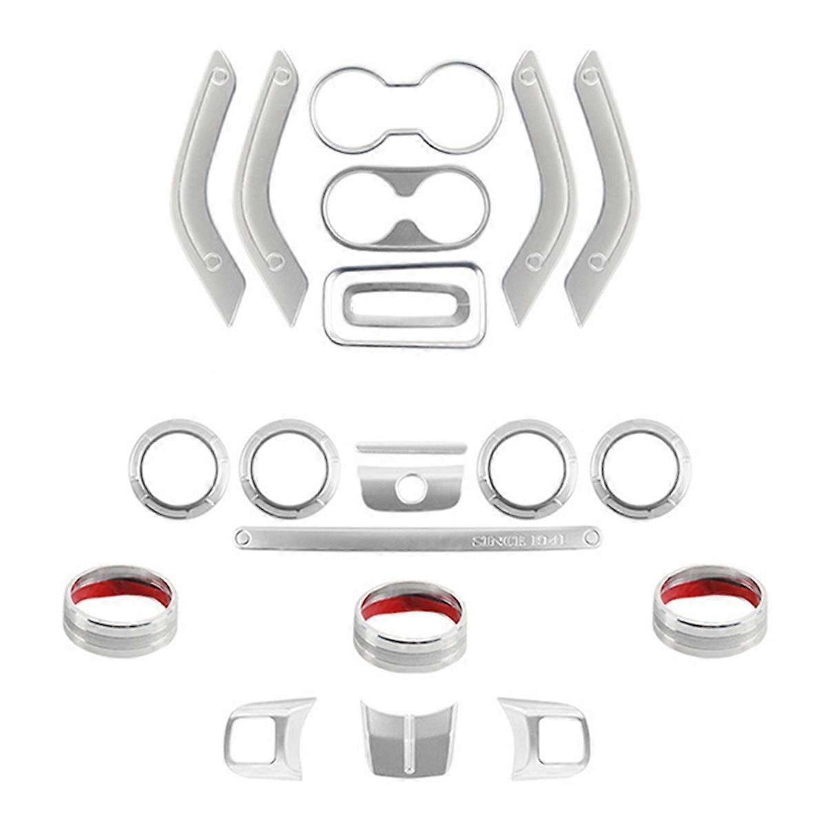 21Pcs Car Interior Decoration Cover Interior Trim Kit Silver