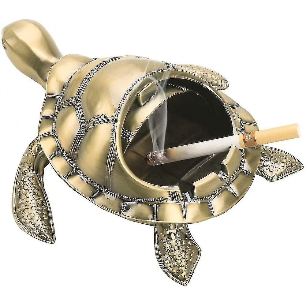 Ashtrays Vintage Windproof Ashtray With Lid Portable Cigarette Odor Ashtray Holder For Smokers Turtle Pattern