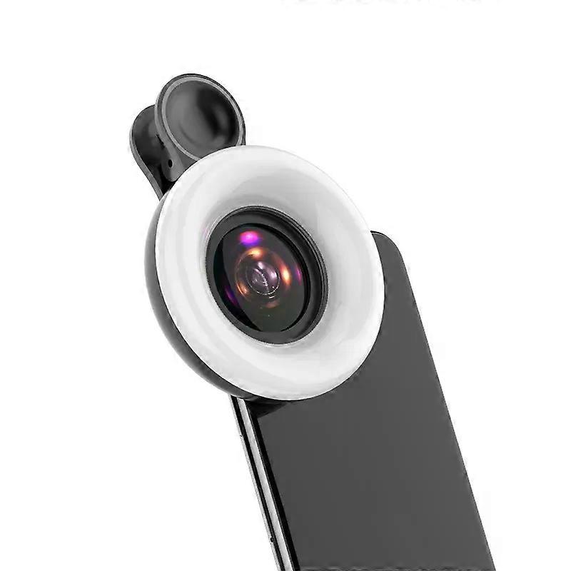 Macro Lens for Mobile 20X Fill Ring Light Selfie Live Lamp Camera Lens with LED Universal Flash Smartphone Portable Light Clip