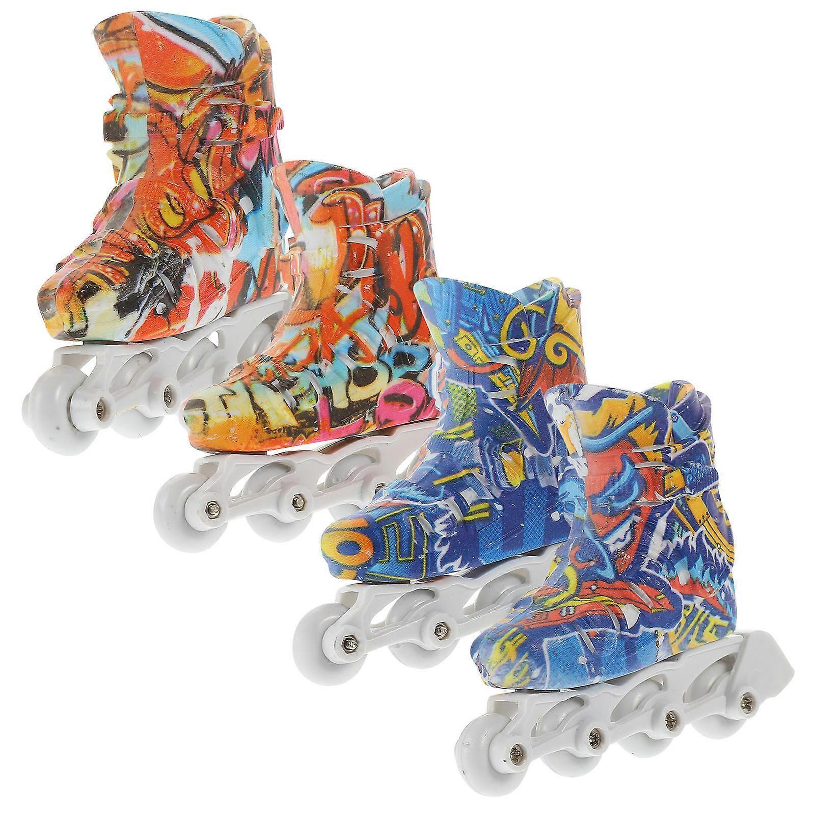 Portable Finger Toys 2 Pairs Of Mini Skating Shoes For Leisure Desk Game Assorted Color DIY Keychains