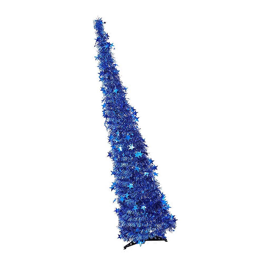 Blue Plastic Christmas Tree Foldable for Christmas Party Decoration