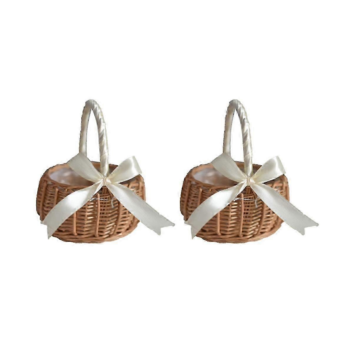 سلة تخزين يدوية مصنوعة يدويًا من الخيزران المنسوج، مكونة من قطعتين، مع فيونكة