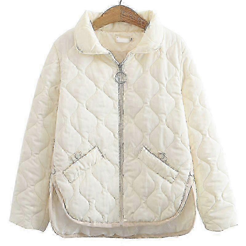 Plus Size Women's Clothing Autumn/Winter Lapel Coat Solid Color Long-Sleeved Jacket Wavy Quilted Lines Large Size Short Coat miao7