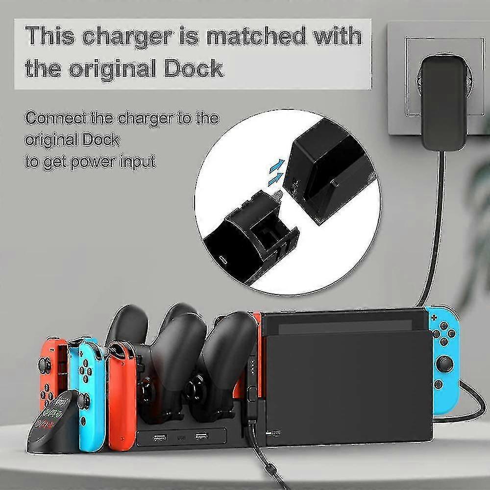 Charger Station For Nintendo Switch/switch Oled Model Joy Con And For Switch Pro Controllers Charging Dock With Usb 2.0 Plug And Ports, Only For Ninte