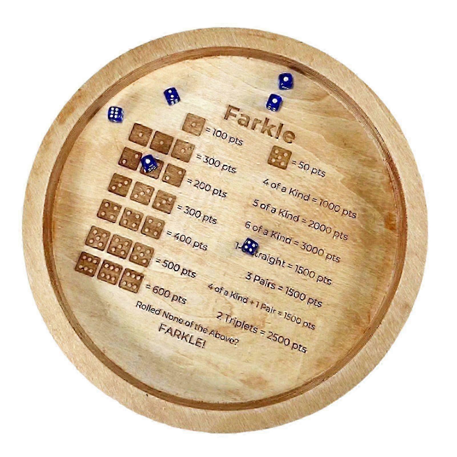 Wooden Farkle Dice Tray with Dice 7/12/14 Inch Farkle Score Pad Dice Game Set with Reference Rules for Game Night Family Gathering 25-26