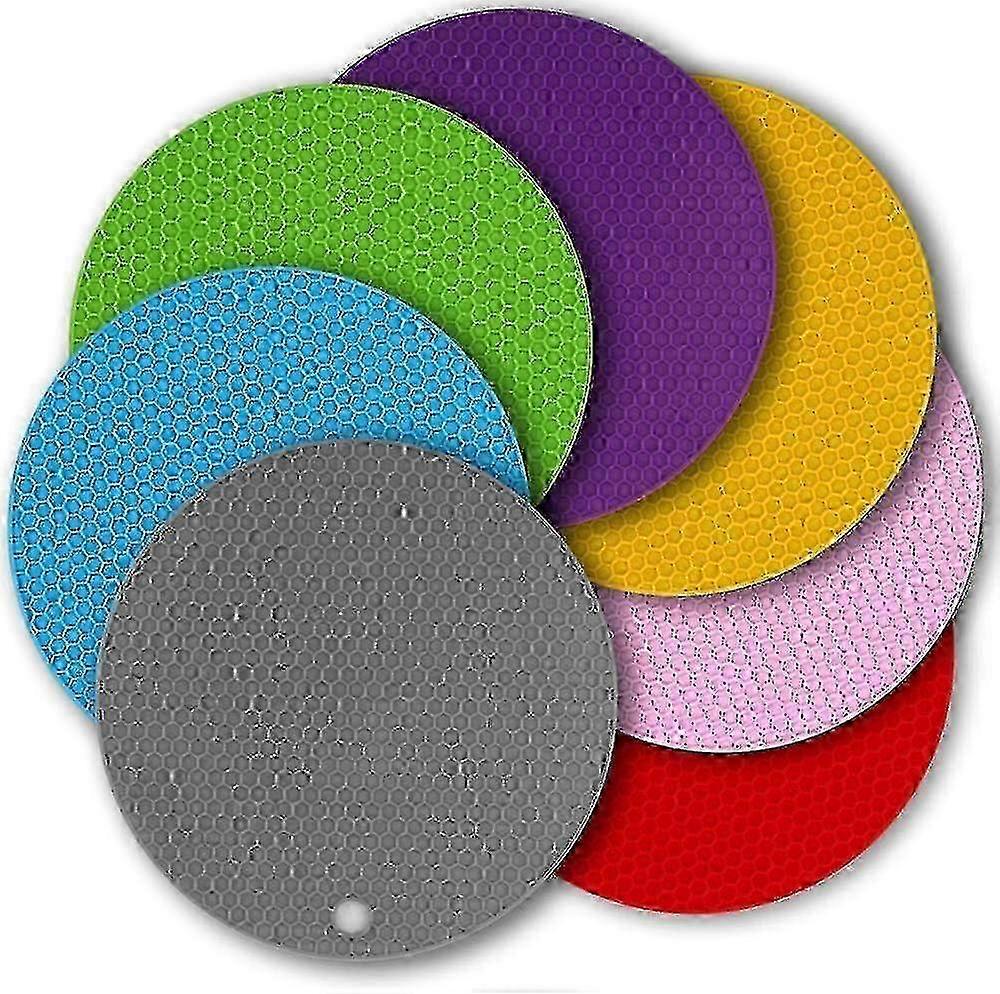 WXH7 Pack 7 Inch Silicone Trivet, Multi-function Silicone Insulation Non-slip 25-26