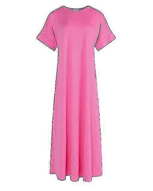 Solid Round Half Sleeve Maxi Dress