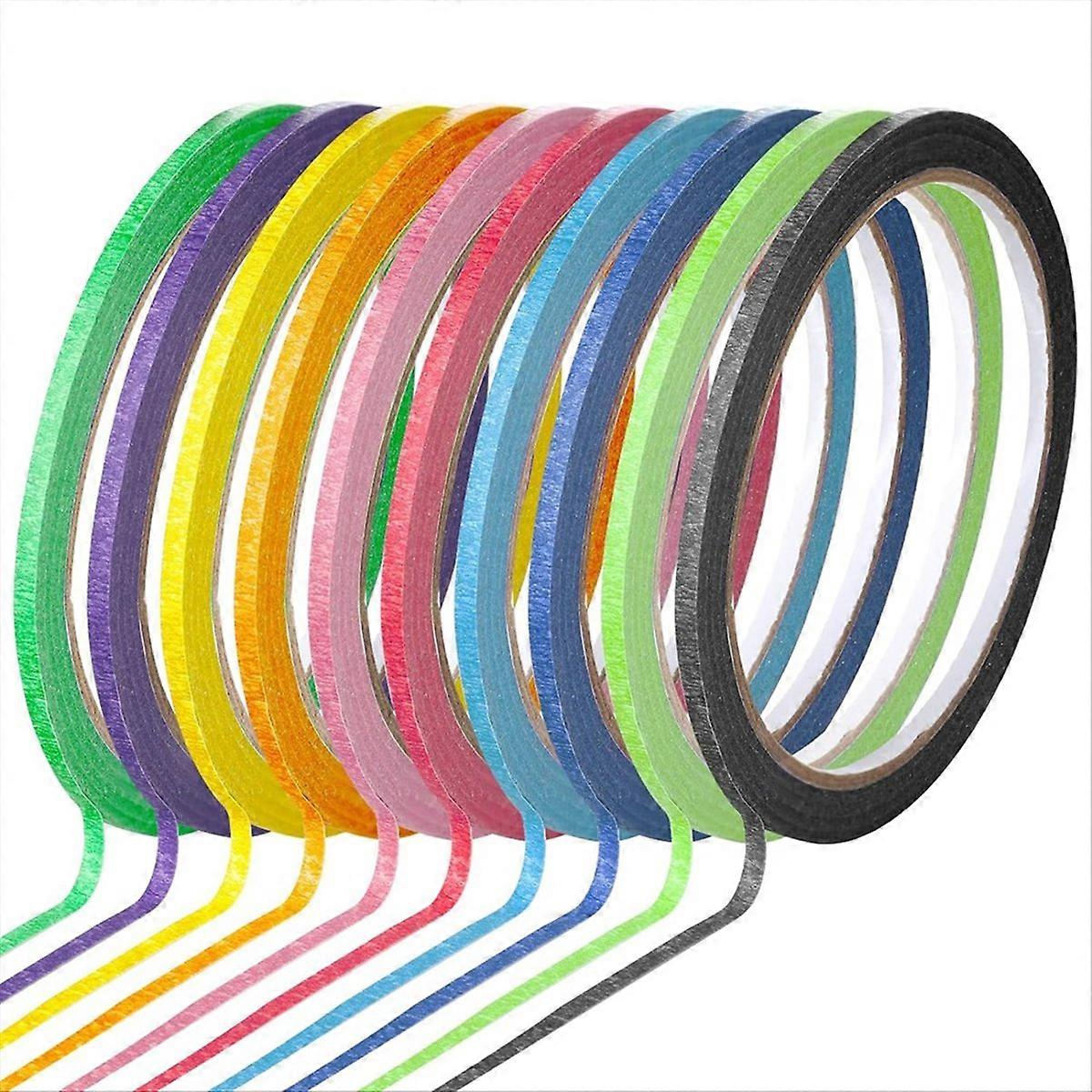 10 Rolls 1/8in Colorful Whiteboard Thin Tape