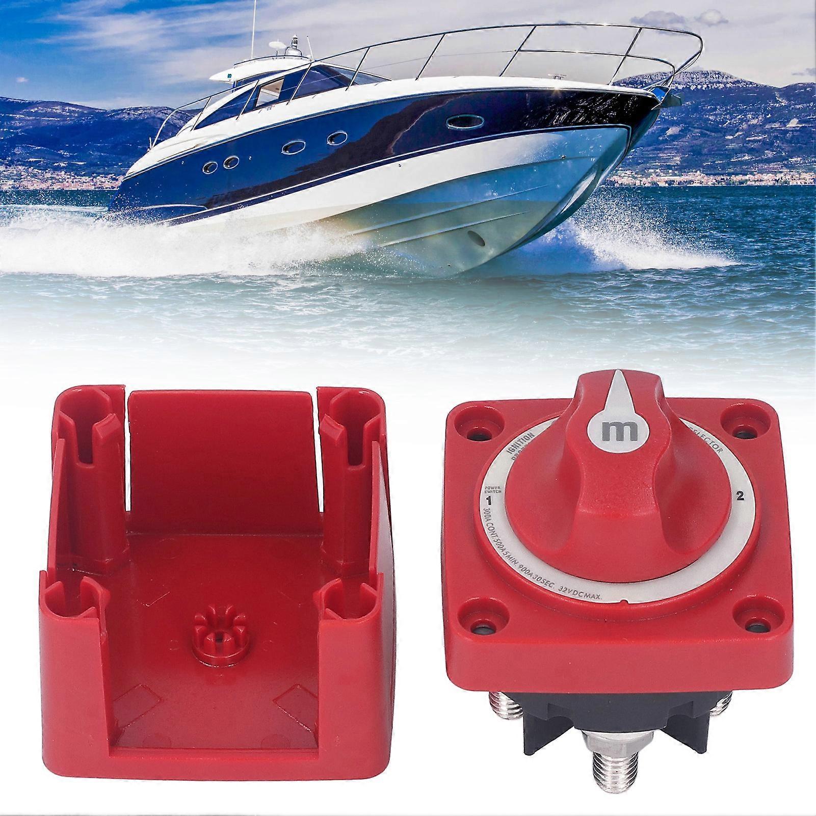 300A 32V Battery Disconnect Switch Battery ON OFF Switch with Cover for RV Marine and Automotive Red 