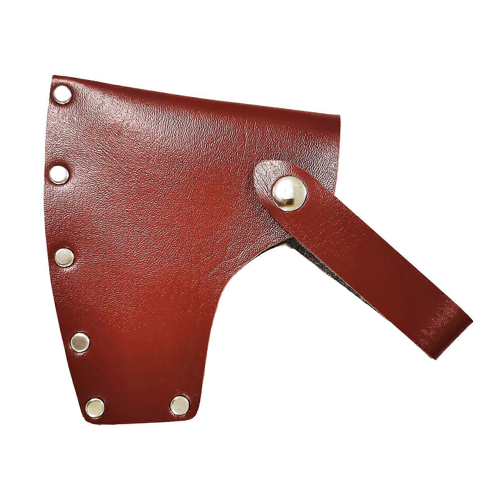 Camping Axes Sheath with Reinforced Storage Compartment PU Texture Protective Case for Hiking and Woodworking Tool  Brown red
