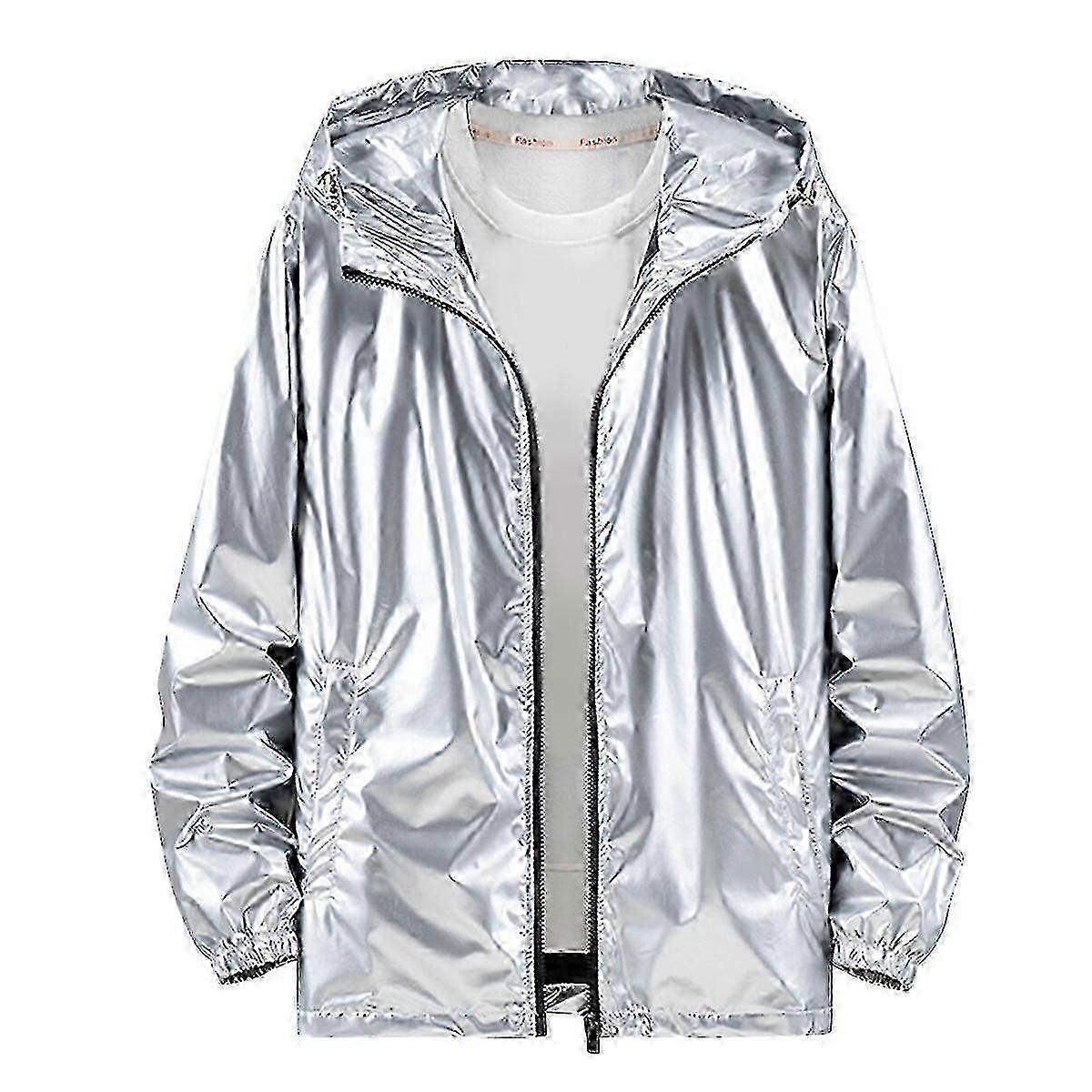 Mens Shiny Waterproof Hooded Jacket