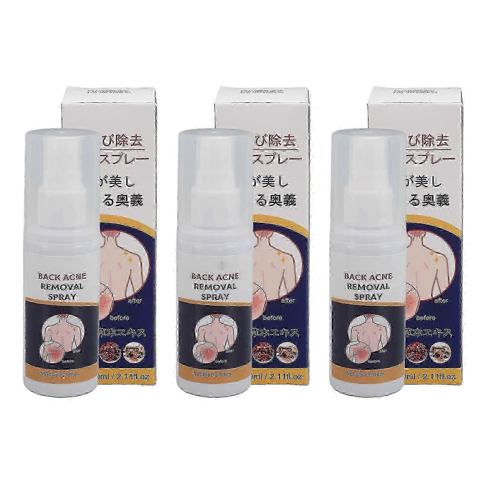 3pcs 60ml Back Care Spray Remove Pimples Oil Control Softening Smoothing Skin Cleansing Spray