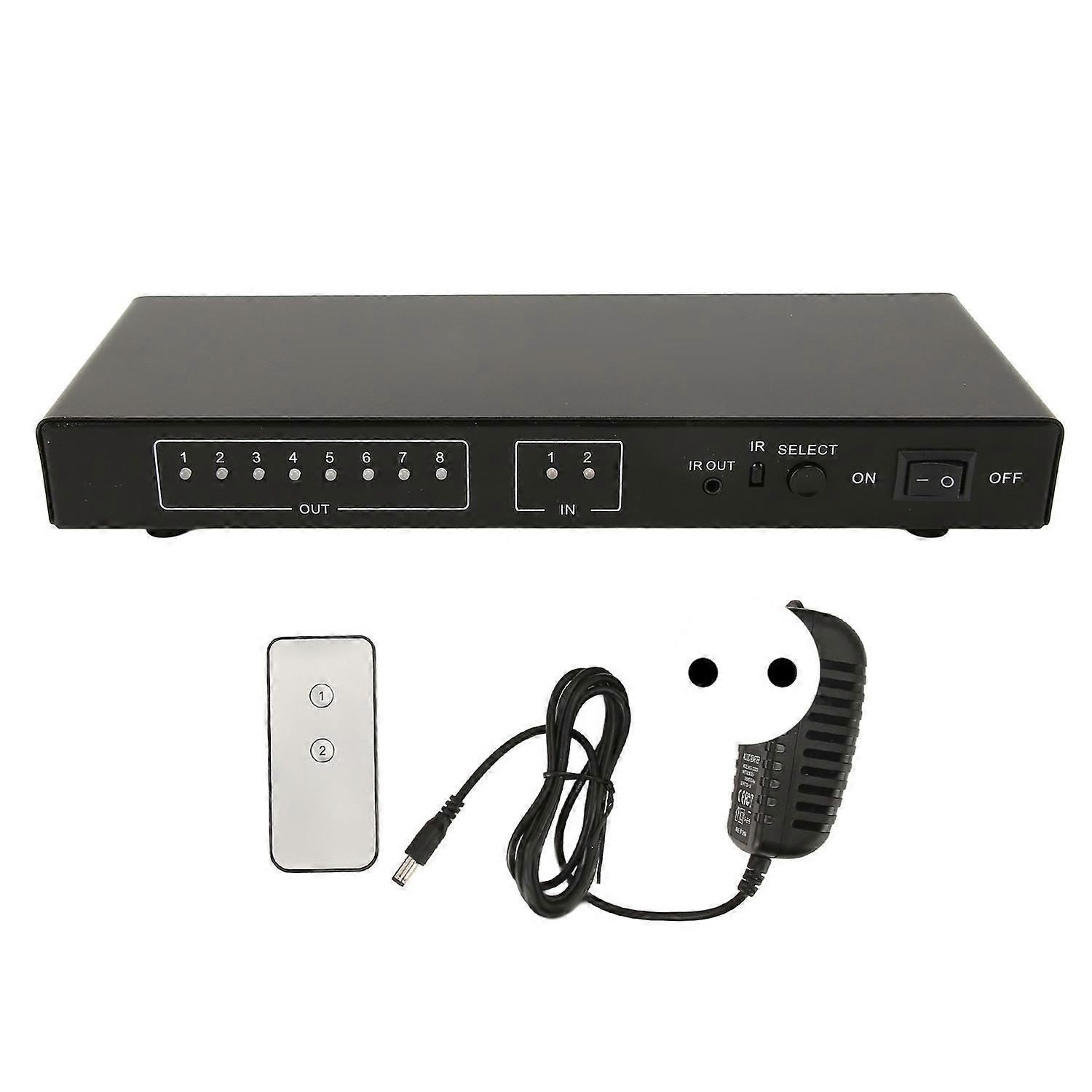 2 in 8 Out HD Multimedia Interface Splitter 4K 60Hz 2x8 HD Multimedia Interface Splitter with Remote