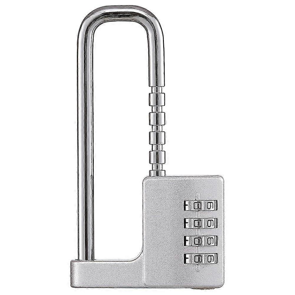 Combination Padlock Stainless Steel Locker Lock Long Adjustable Shackle Code Lock 1 Piece Silver For School And Gym
