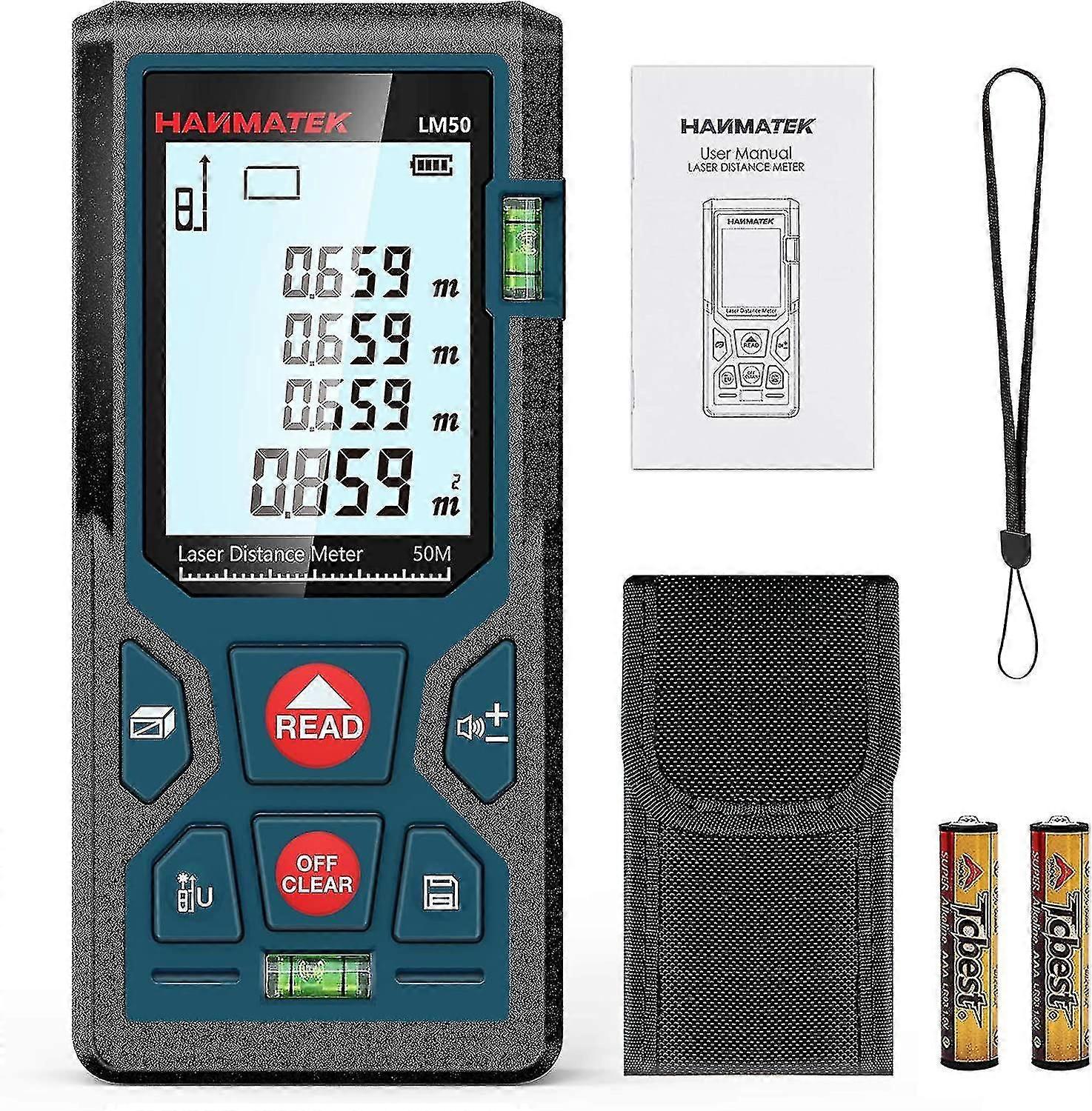 Digital Laser Distance Meter, Lm50 50m Digital Laser Meter,length/area/volume/pythagorean Theorem Theorem Measurement With Lcd Backlight, Ip54