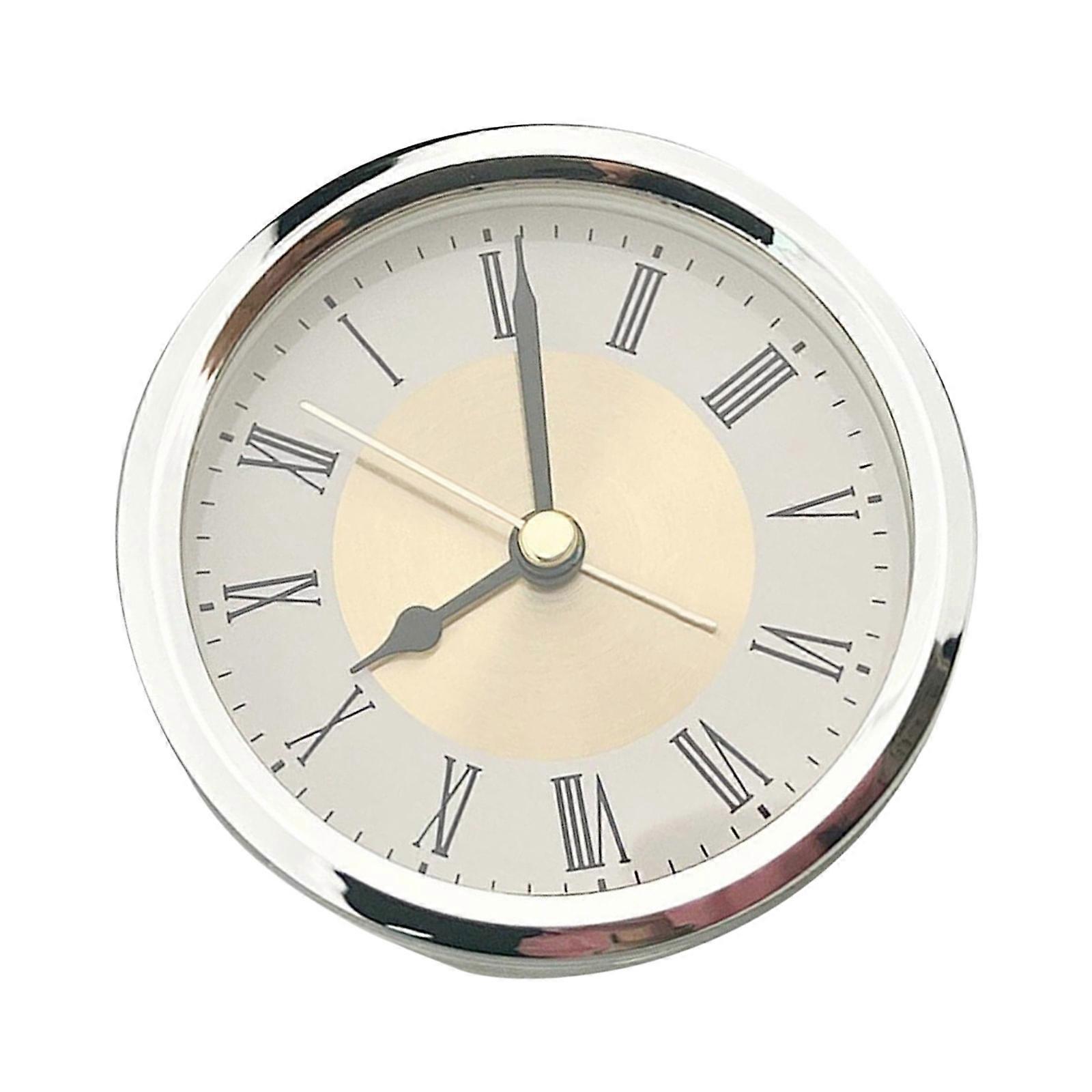 Modern Minimalists Alloy Alarm Clock Insert Quiet Operations Large Roman Numberals Clock Movement Easy Battery Access  Silver