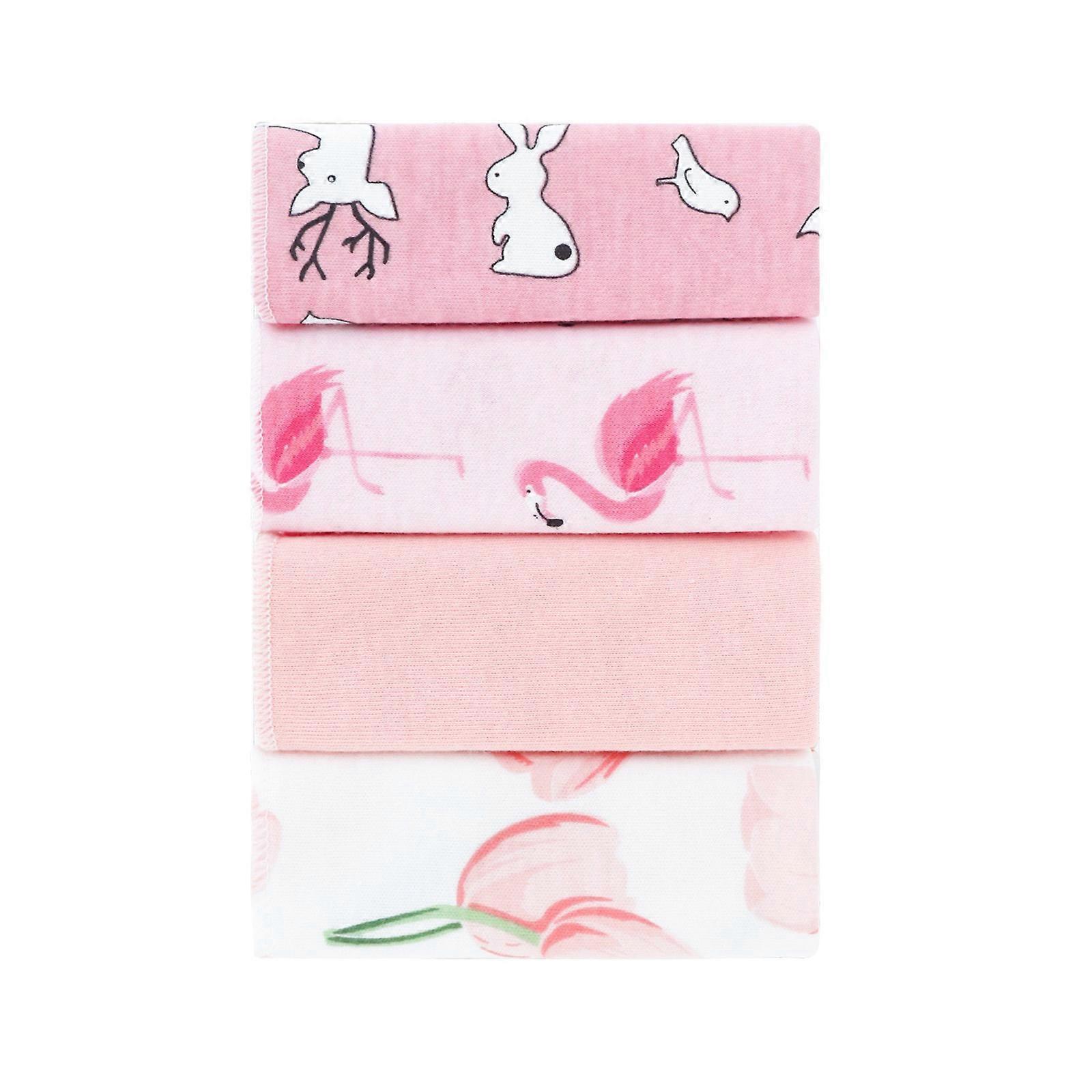 4 Pieces Cotton Infant Square Towel Soft Absorbent Fabric Washcloth Cute Cartoon Print Handkerchie for Daily Use Multicolor