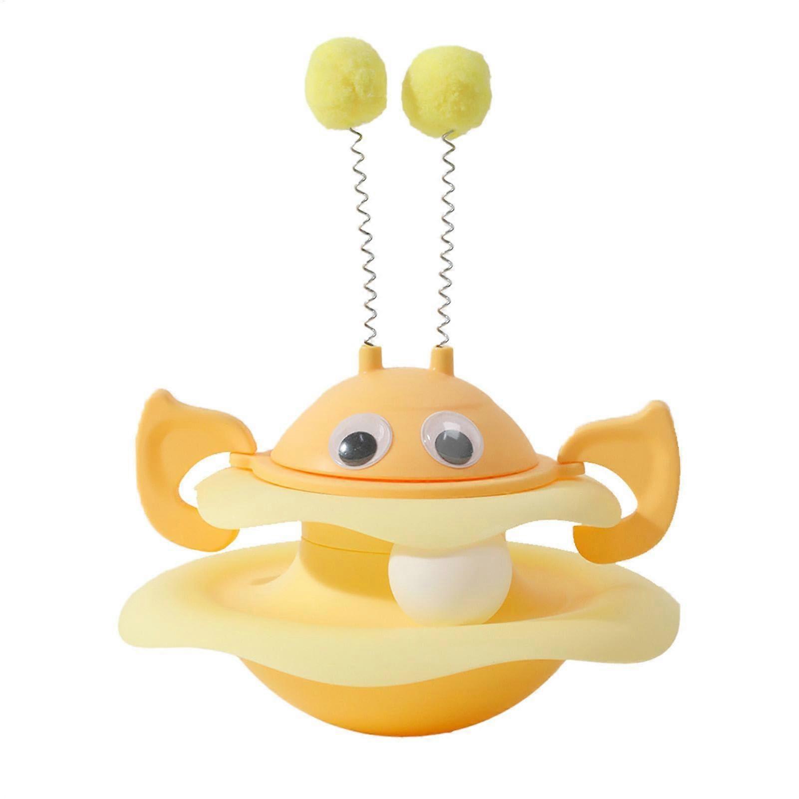Cat Exercise Rotating Tumbling Toy with Little Bee Play Plate for Small and Medium Cats