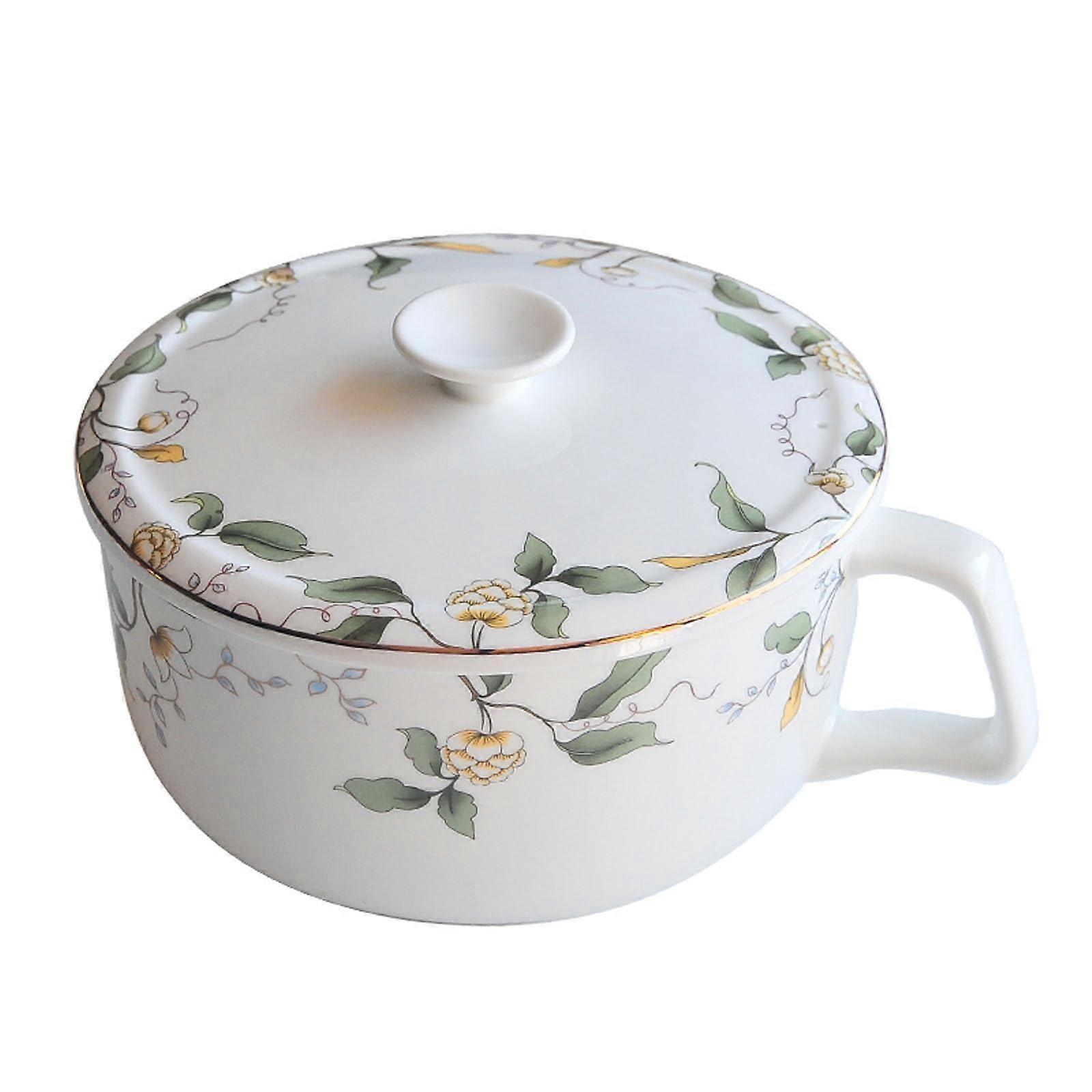 Ramen Bowl with Lid and Handle Ceramic Soup Mug for Noodles, Stew, Cereal, 1000ML