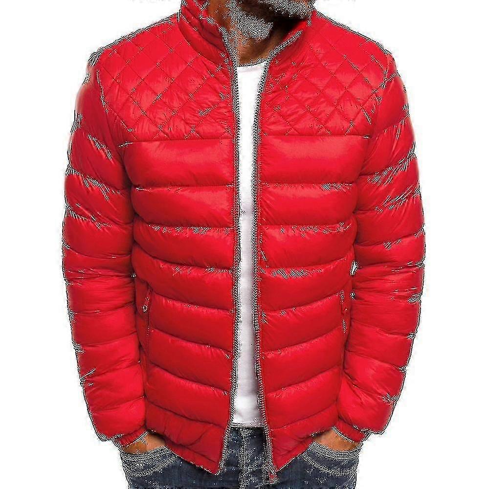 Men Winter Puffer Jacket Warm Quilted Bubble Coat with Pockets