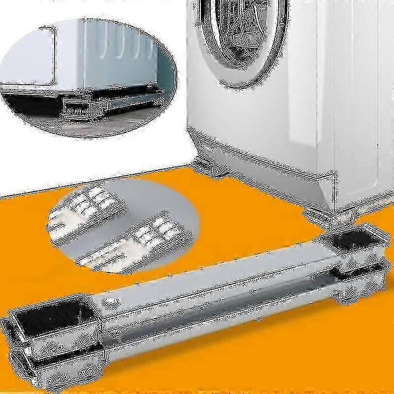 2pcs Washing Machine Stand Moving Tool Refrigerator Base Mobile Roller Bracket Fridge Stand Wheel Black