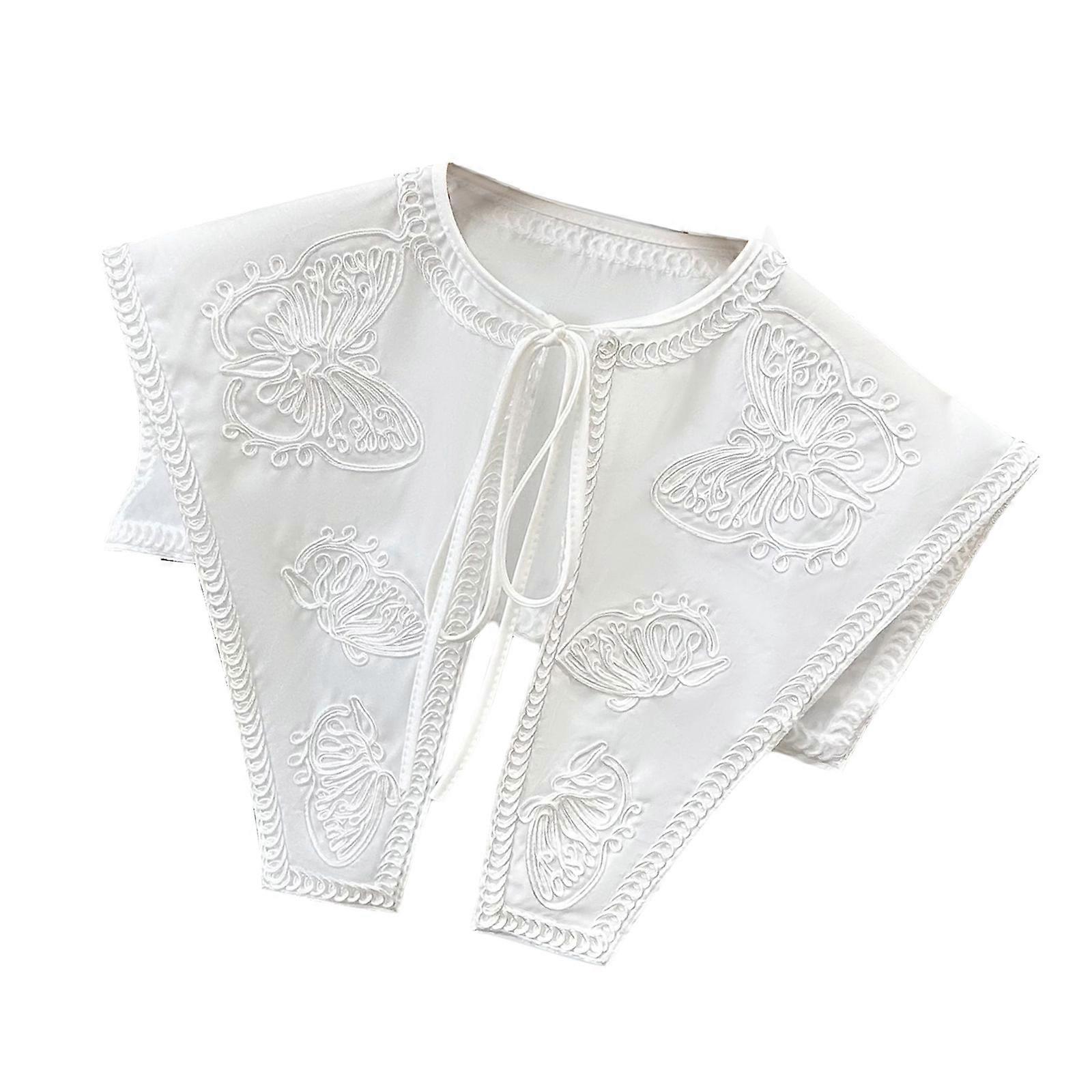 Polyester Butterfly Embroidered False Collar Breathable Comfortable Collar Elegant Embroidery Neck Accessory Multicolor