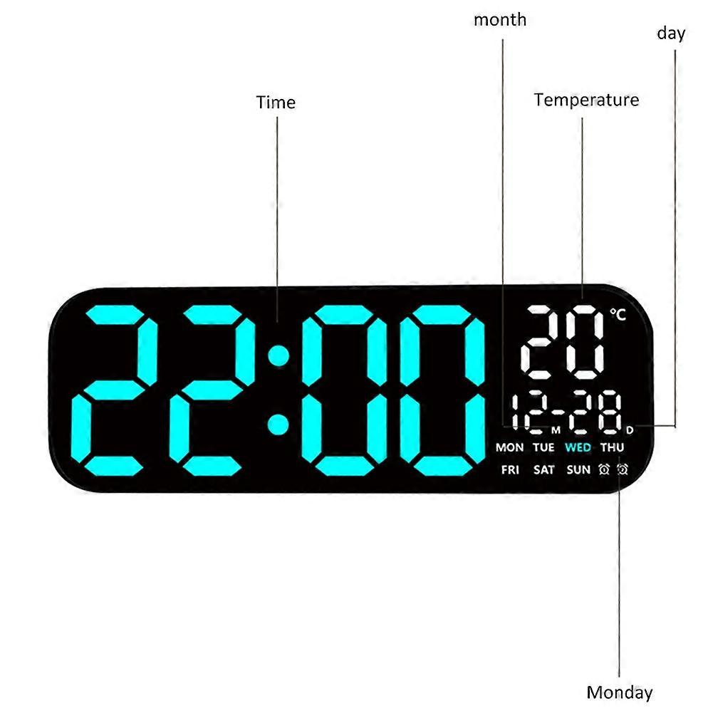 Large Digital Clock LED Clocks Temp Date Week Display 10 Brightness Adjustable Electronic Clock with Remote Control