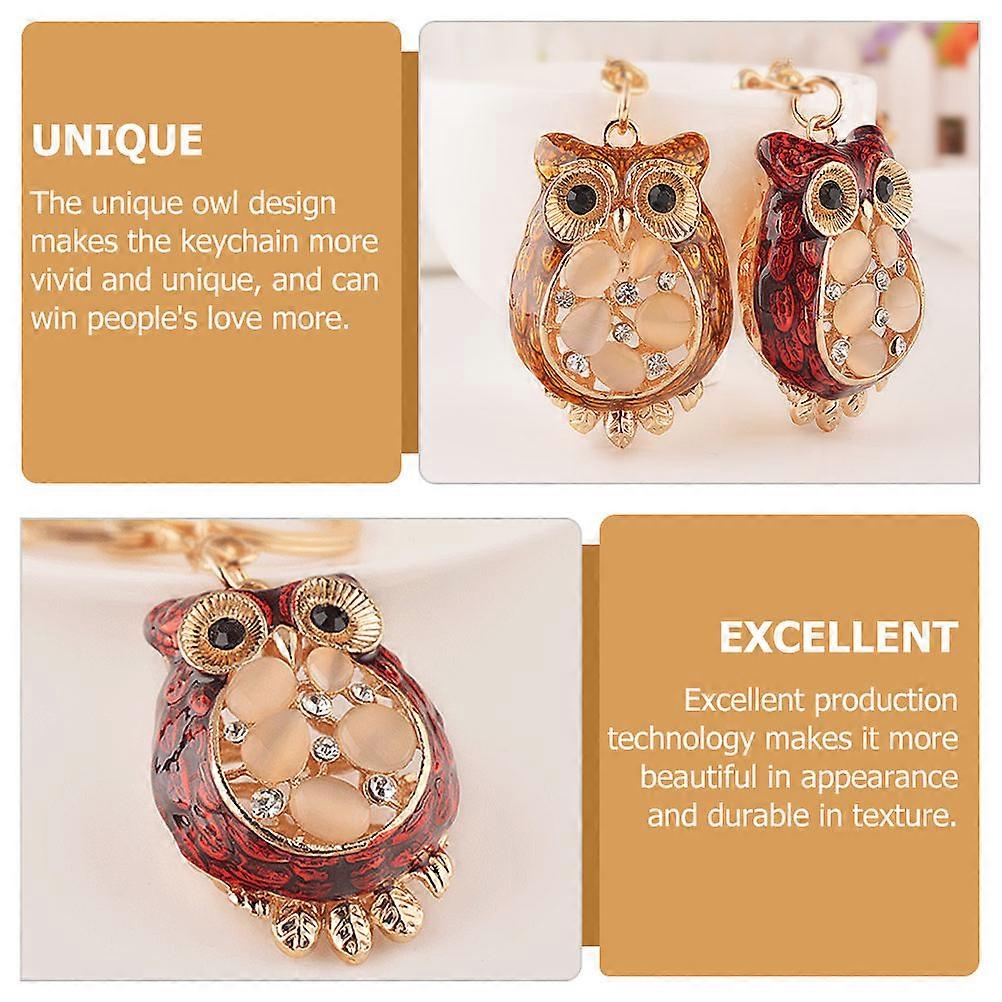 1pc Opal Decorative Keychains Art Craft Keyring Pendant Unique Owl Keychain