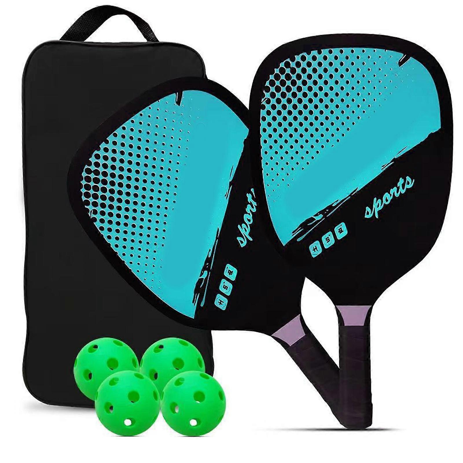 Pickleballs raquettes ensemble bois pickleballs paddle avec 4 balles accessoires de sports de plein air grand cadeau pour les femmes homme débutants vert