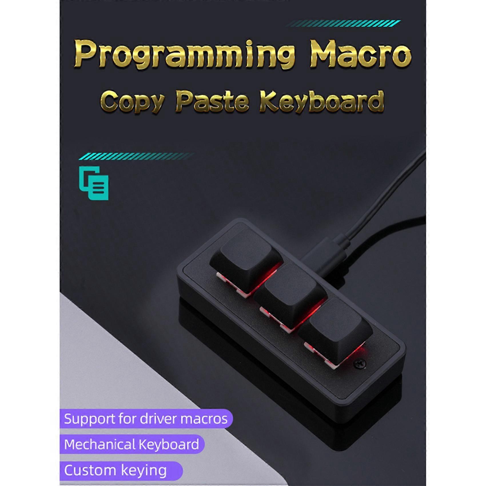 2X APAYADO Custom Mini Keypad 3 Keys Programming Macro Keyboard Copy Paste Cut USB Mechanical Keyboard Red Switch