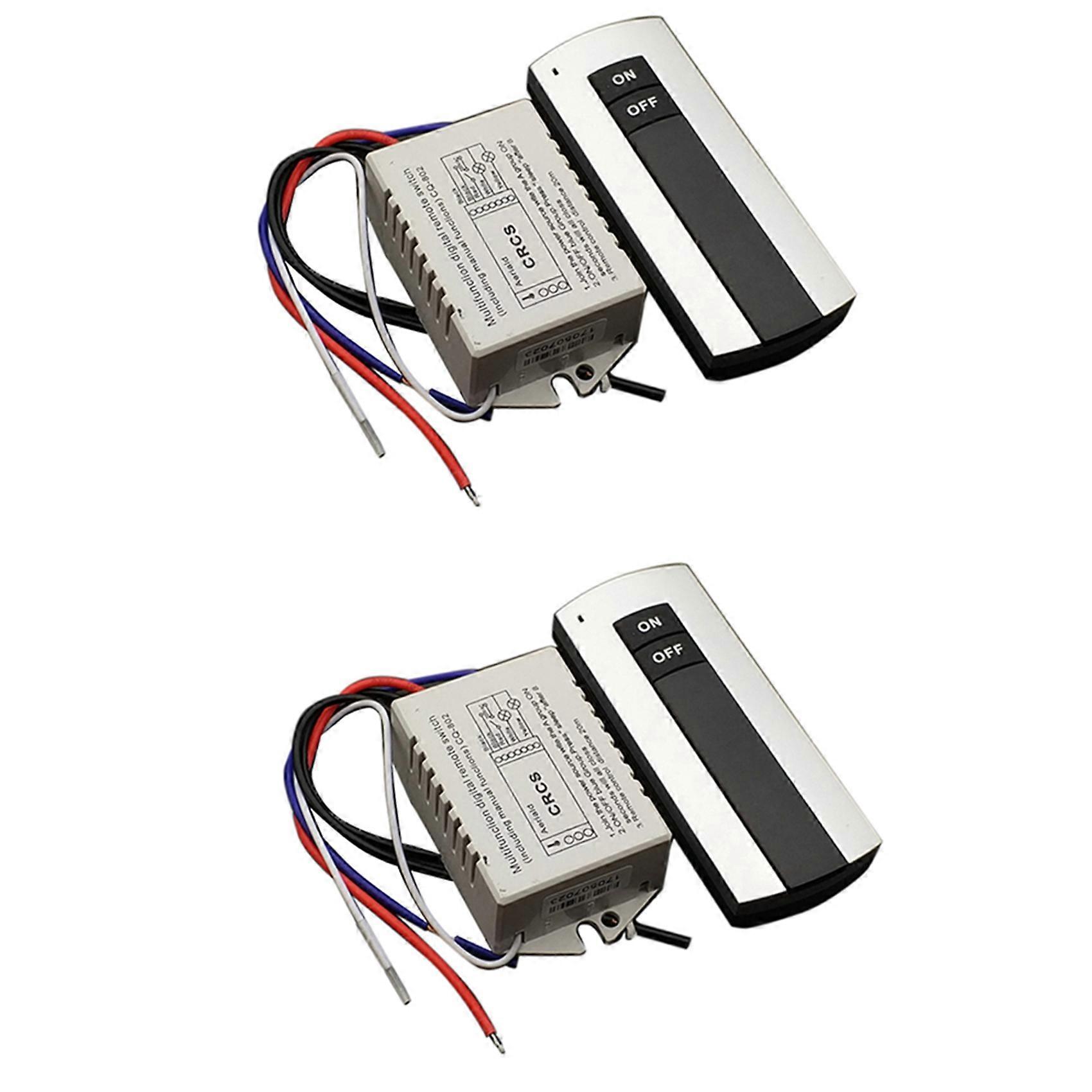 2X 1 Way ON/OFF 220V Wireless Remote Control Switch Digital Remote Control Switch for Lamp & Light H