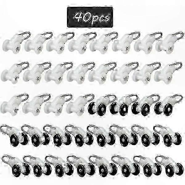Pergola Curtain Track Hooks - 40pcs Rail Gliders for Outdoor Shade Solutions