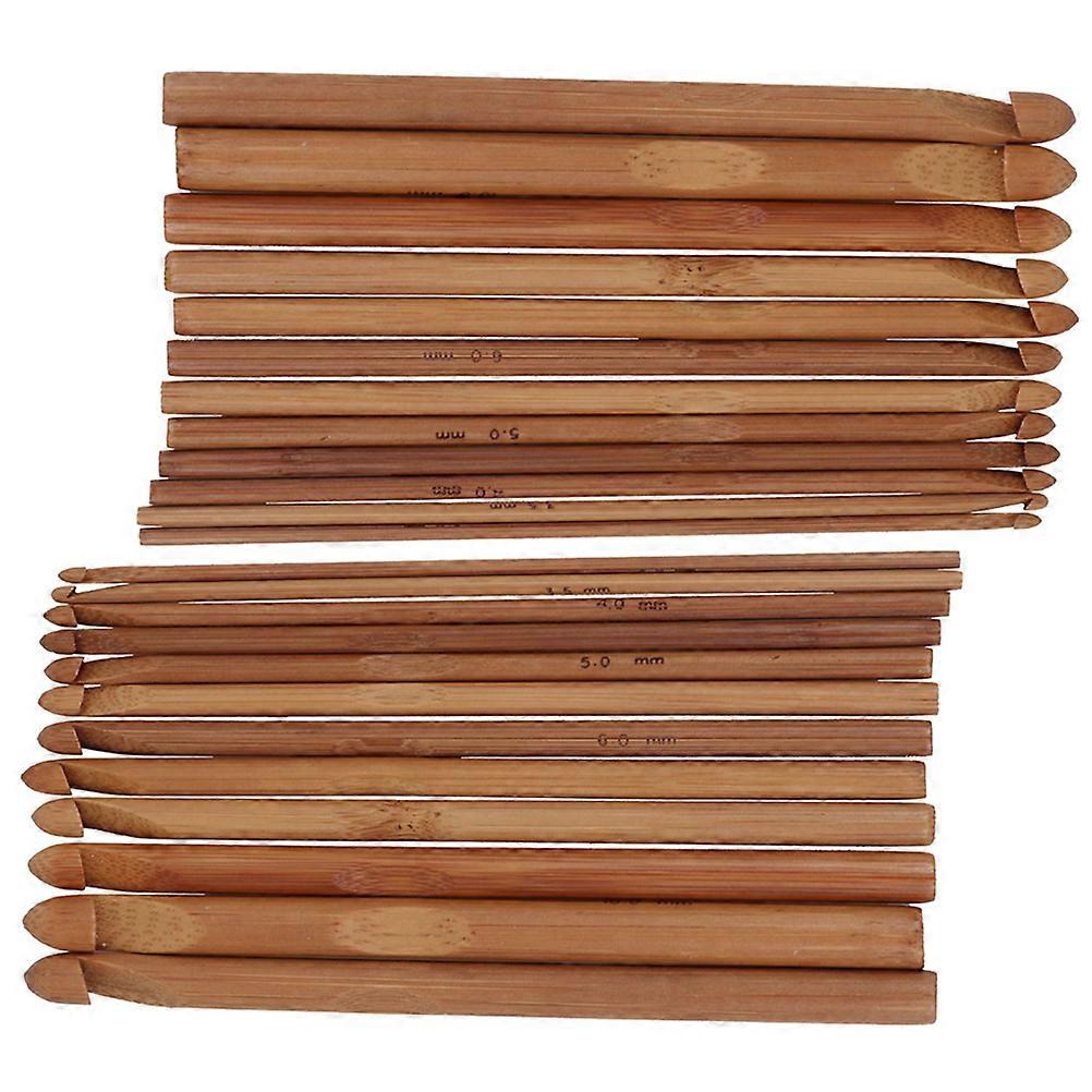 Crochet Hooks Set of 2 Sets Handheld Knitting Tools Assorted Color Carbonized Bamboo Hook for Making Blankets Sweaters Hats Scarves Gloves 24Pcs