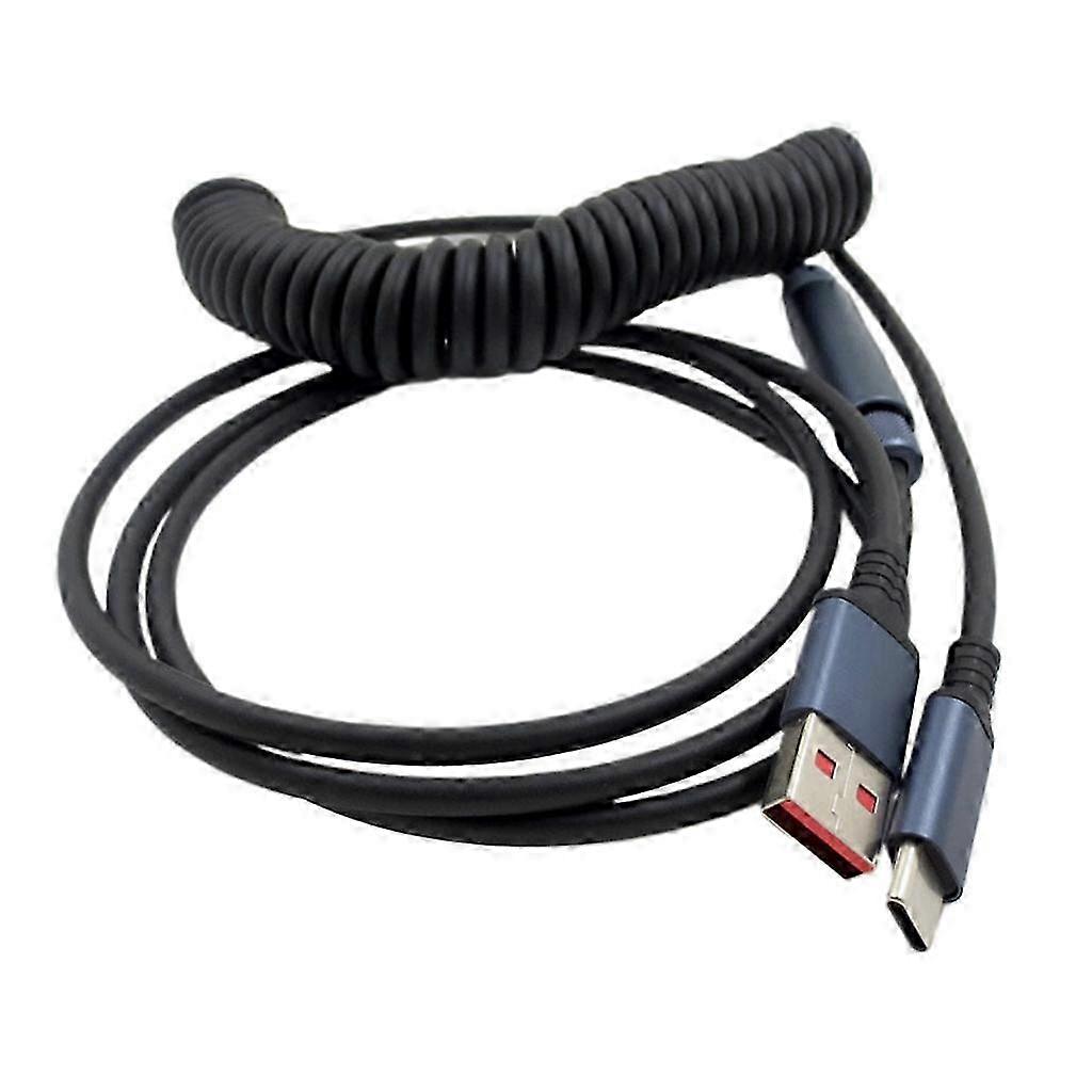 Type A to C USB Cable Coiled Spring Data Line for Mechanical Keyboard Durable Data Line