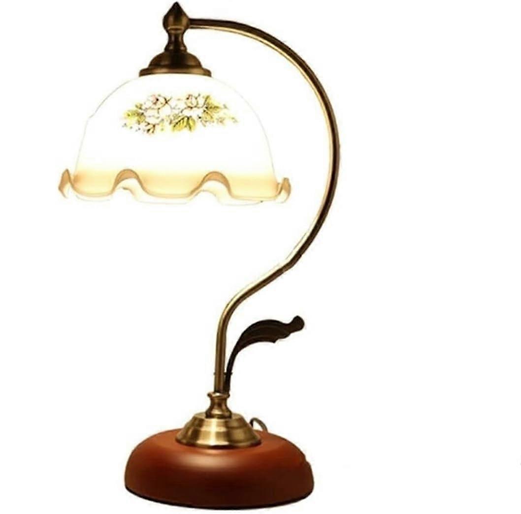 Table Lamp Glass Lampshade E27 Socket Retro Style Bedside Nightstand Living Room Table Light