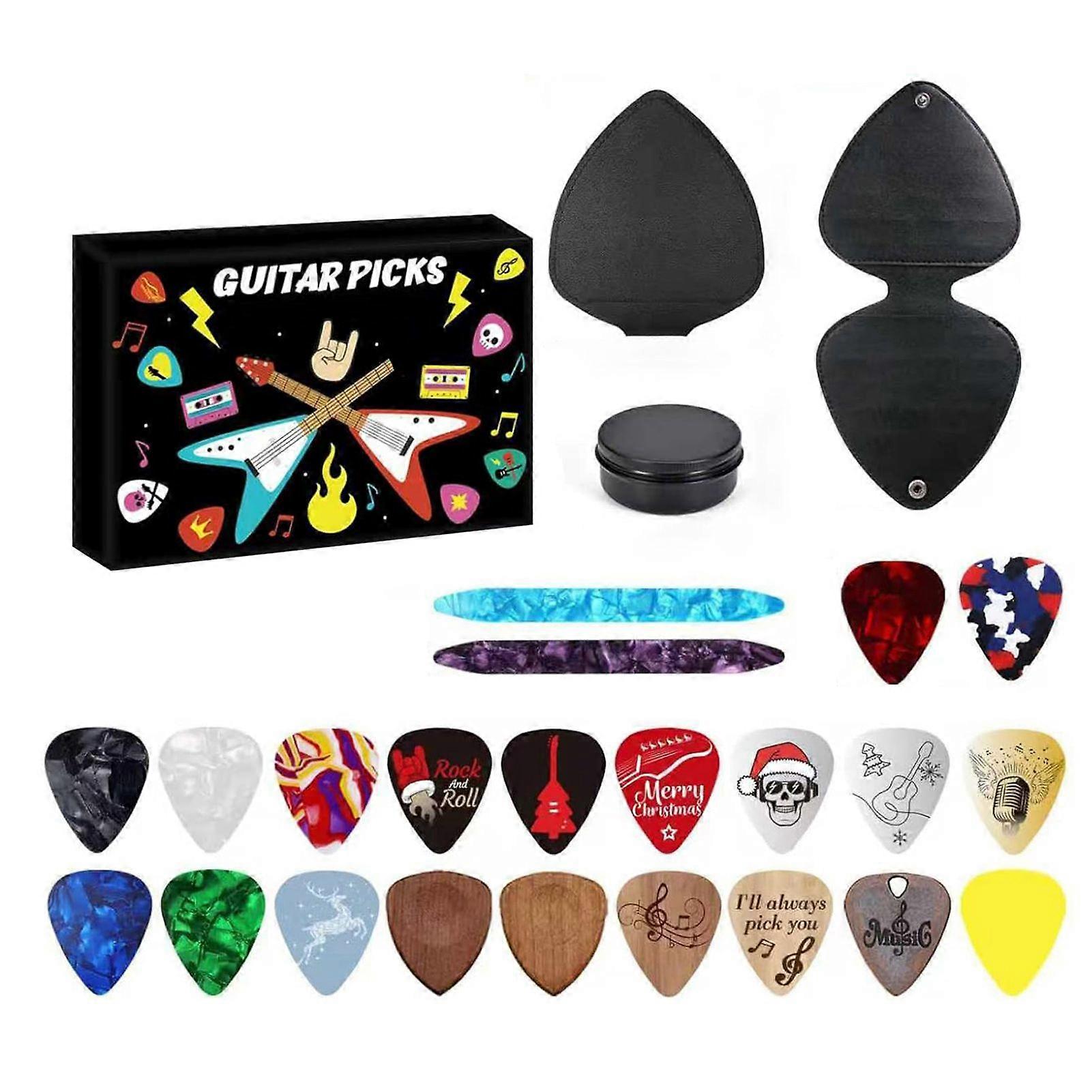 Adventskalender för gitarrplektrum 2025 - 24 st gitarrplektrum julklapp för gitarrälskare