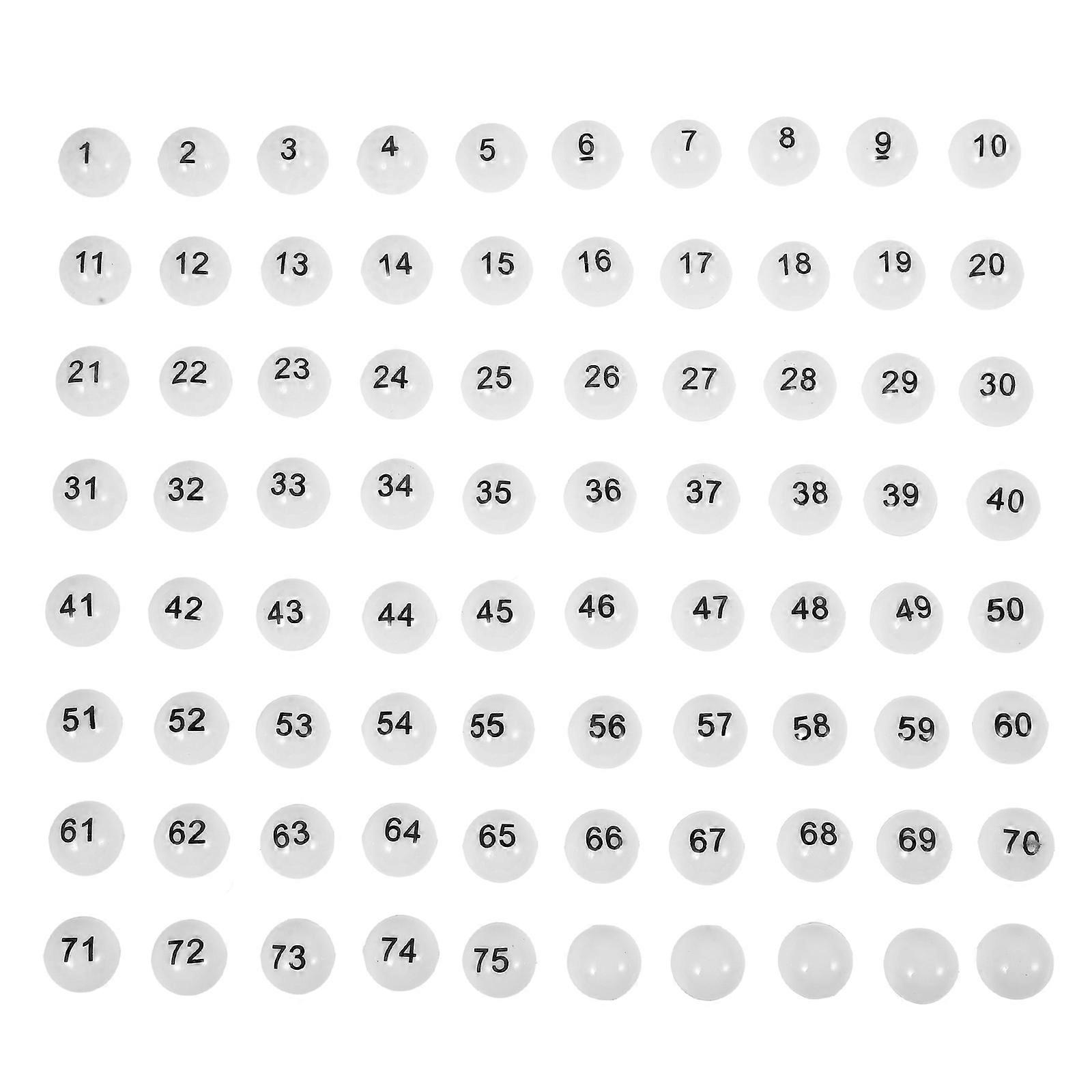 75pcs Numbered Raffle Plastic Balls for Party Games Fun Draws