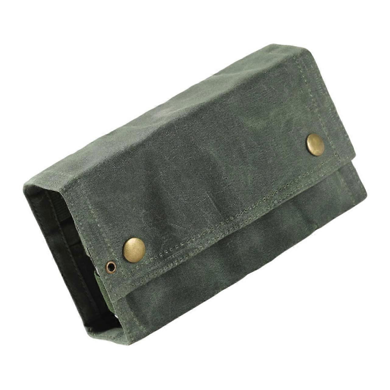 Outdoor Camping Spice Storage Kit Glass Spice Bottles Military Green Canvas Bag Snap Button Elastic Band