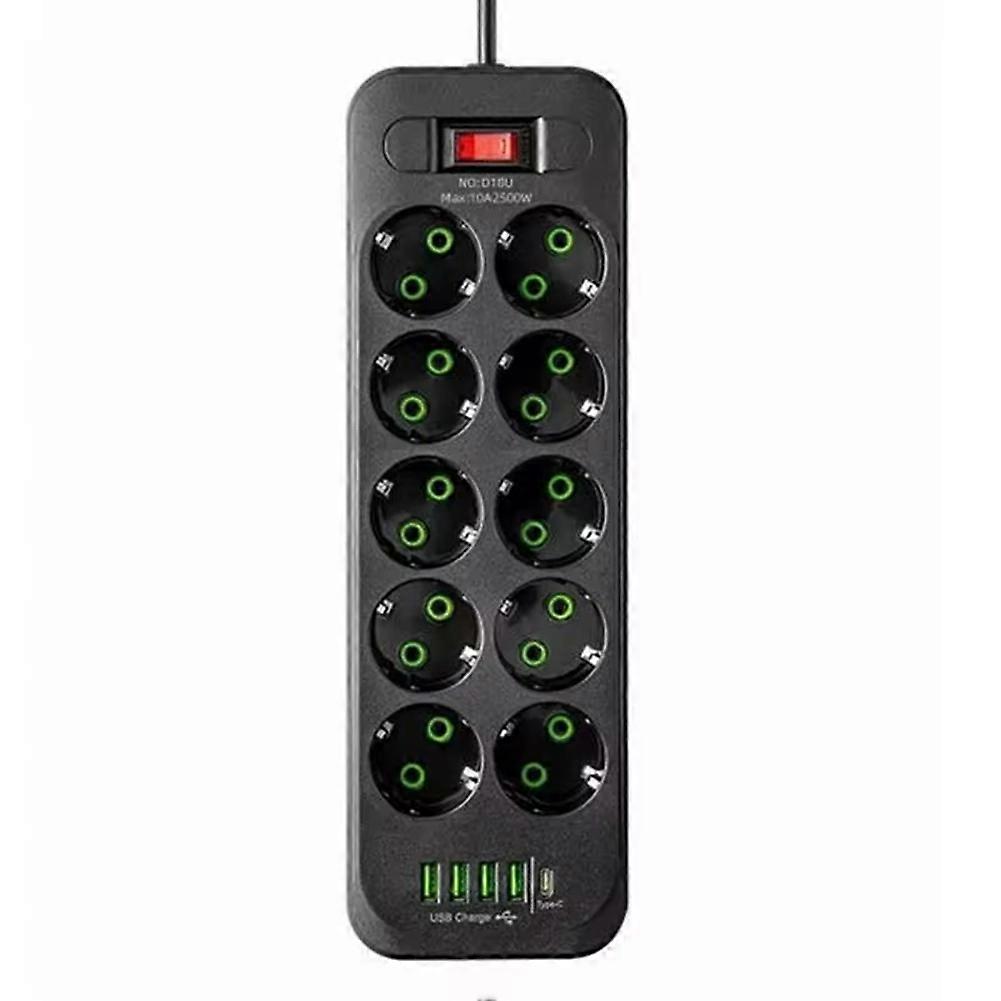 EU Plug AC Outlet Power Strip Multitap Electrical Socket with 4 USB Ports Fast Charge Multiprise Network Filter 2M A