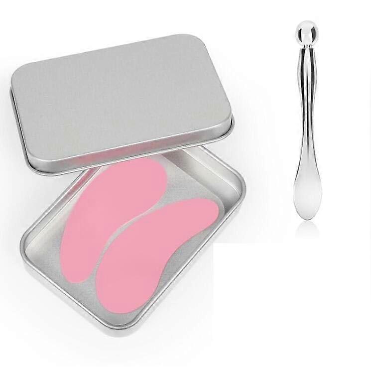 Reusable Pink Silicone Under Eye Patches with Metal Applicator for Wrinkles and Fine Lines