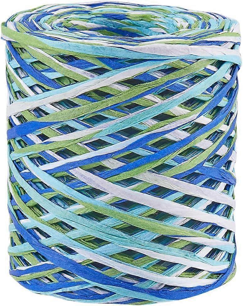 4 Colors Raffia Paper Ribbon 218 Yards Gift Wrapping Paper Twine Rolls Blue Series Colored Packing Raffia String for DIY Crafts Florist Bouquets Chris
