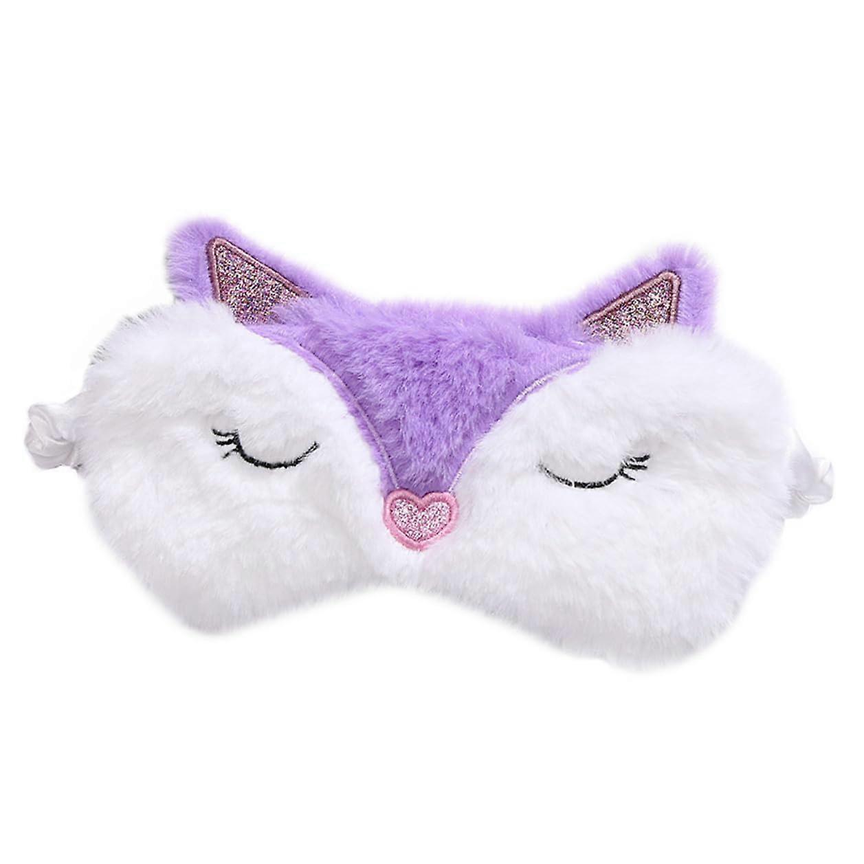 Plush Fox Sleep Mask Soft Eye Mask Blocks Light Completely Cute Animal Design for Travel and Nap