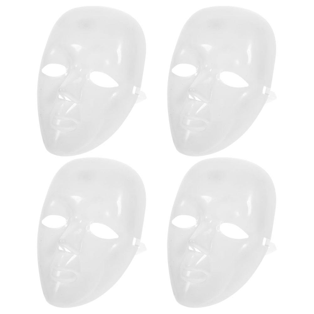 Blank White Plastic Masks for Masquerade Function 4Pcs for Crafting