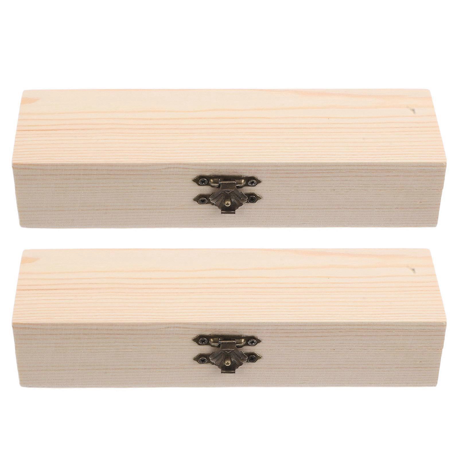 Wooden Pencil Case for Storage 2Pcs Multi-Functional DIY Organizer Box