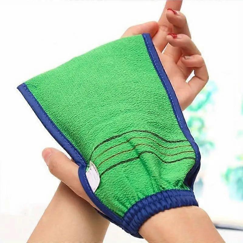 2Pack Exfoliating Gloves for Dead Skin Removal and Deep Body Cleansing with Elastic Fit Green