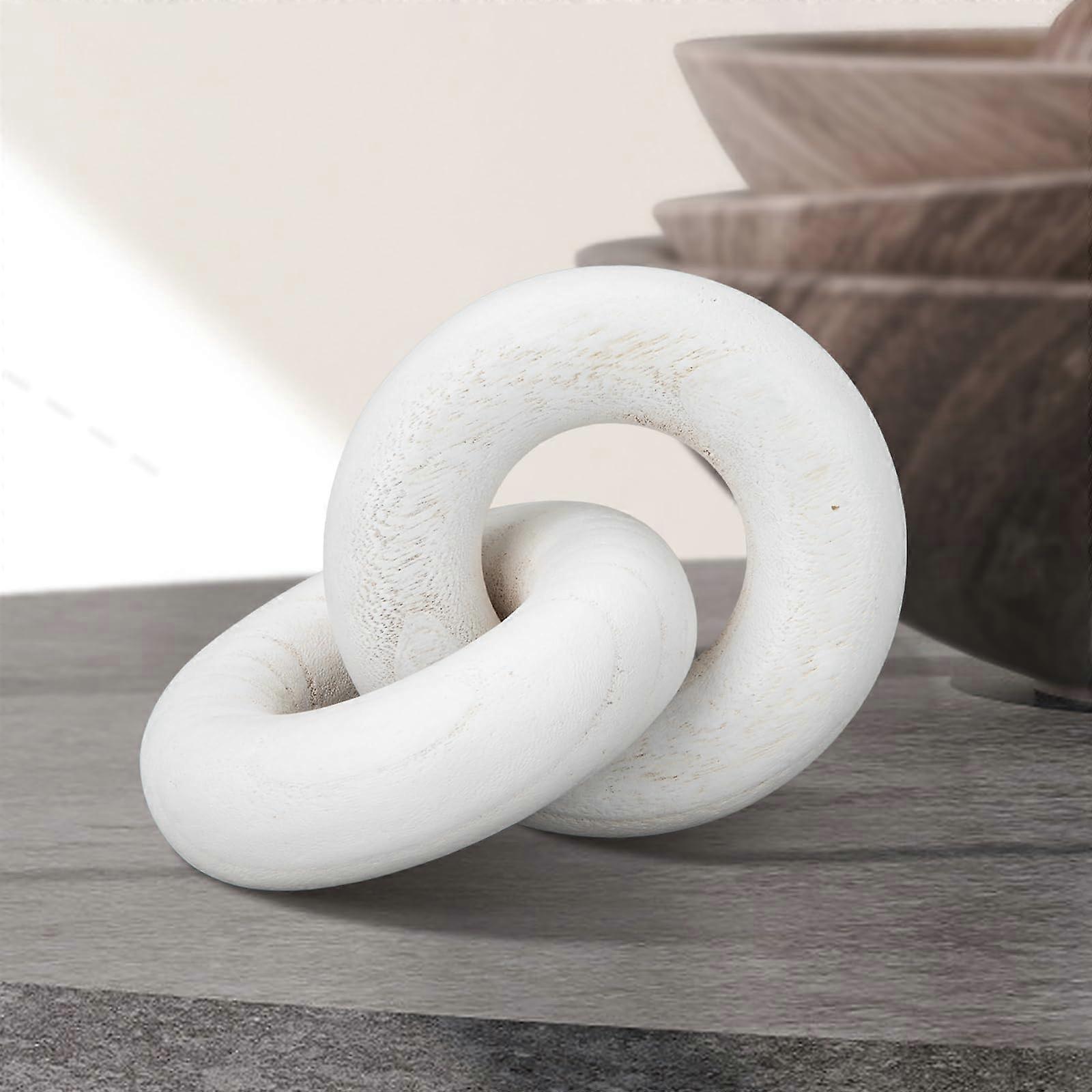 Wooden Chain Link Decor Rustic White Farmhouse Style Accent for Table Shelf Mantel and Living Room