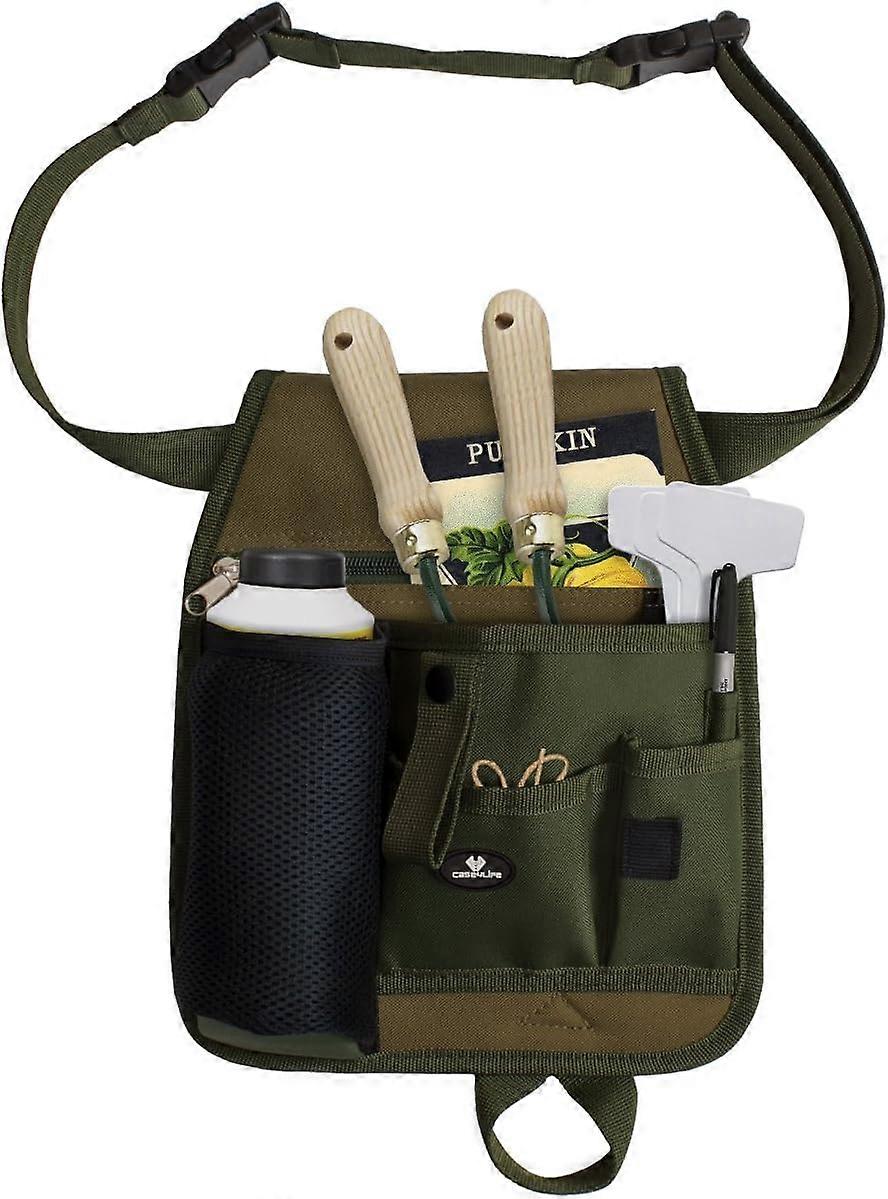 Garden Tool Belt Heavy Duty Canvas Apron with Multiple Pockets and Adjustable WaterResistant Waist