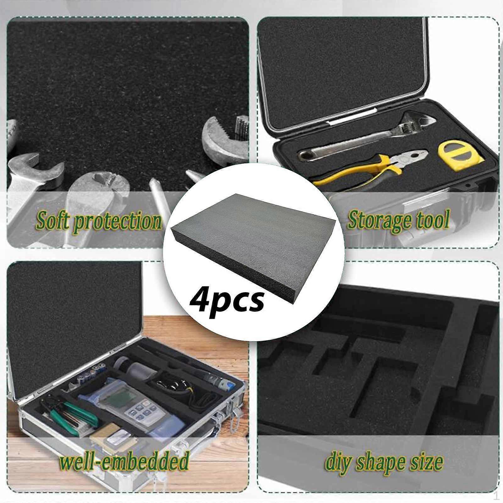 4 Pieces Tool Box Foam Inserts Shockproof Portable Liners Packing Pads for Crafting