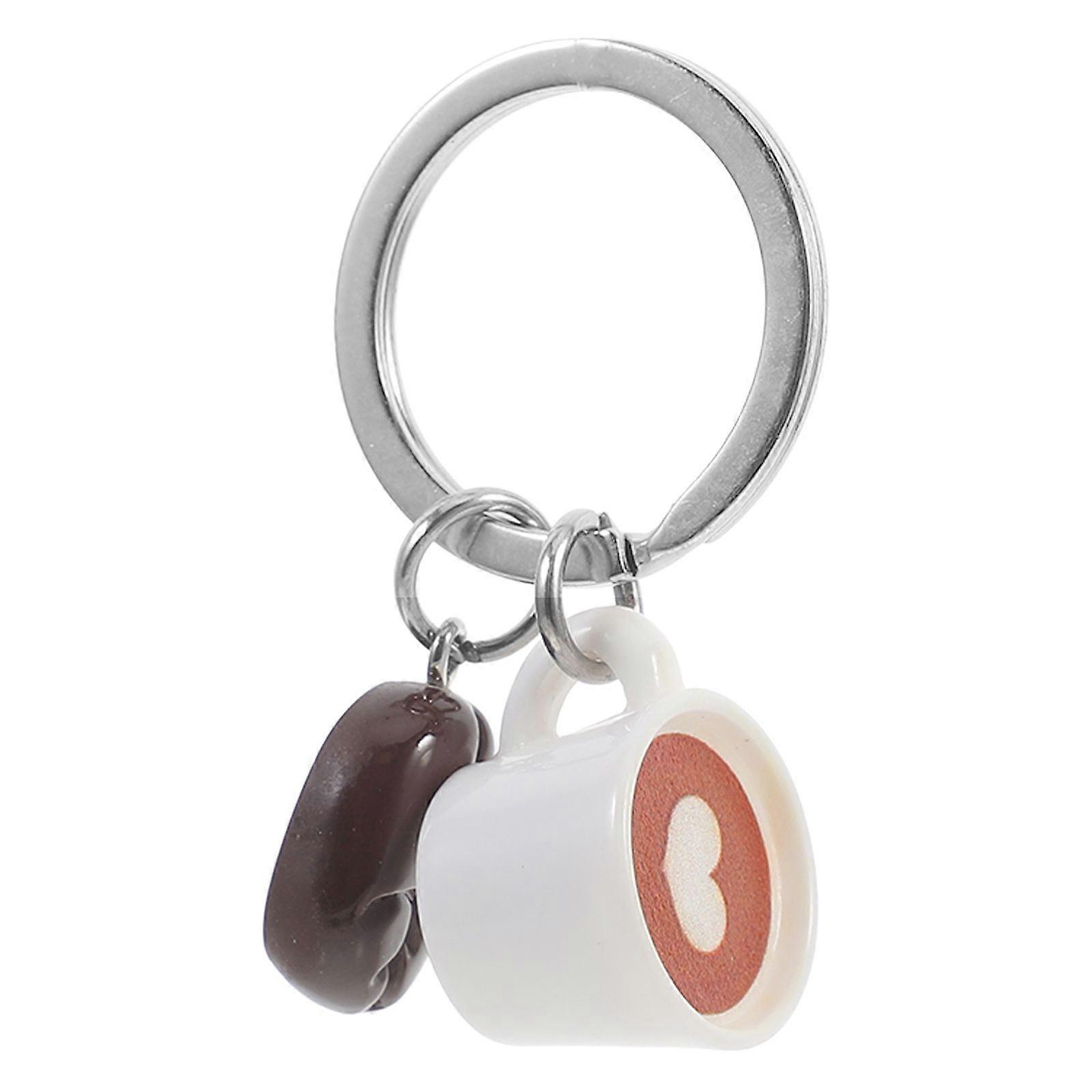 Cute Keyring Coffee Cup Coffee Bean Keychain Bag Hanging Decor Backpack Keychain