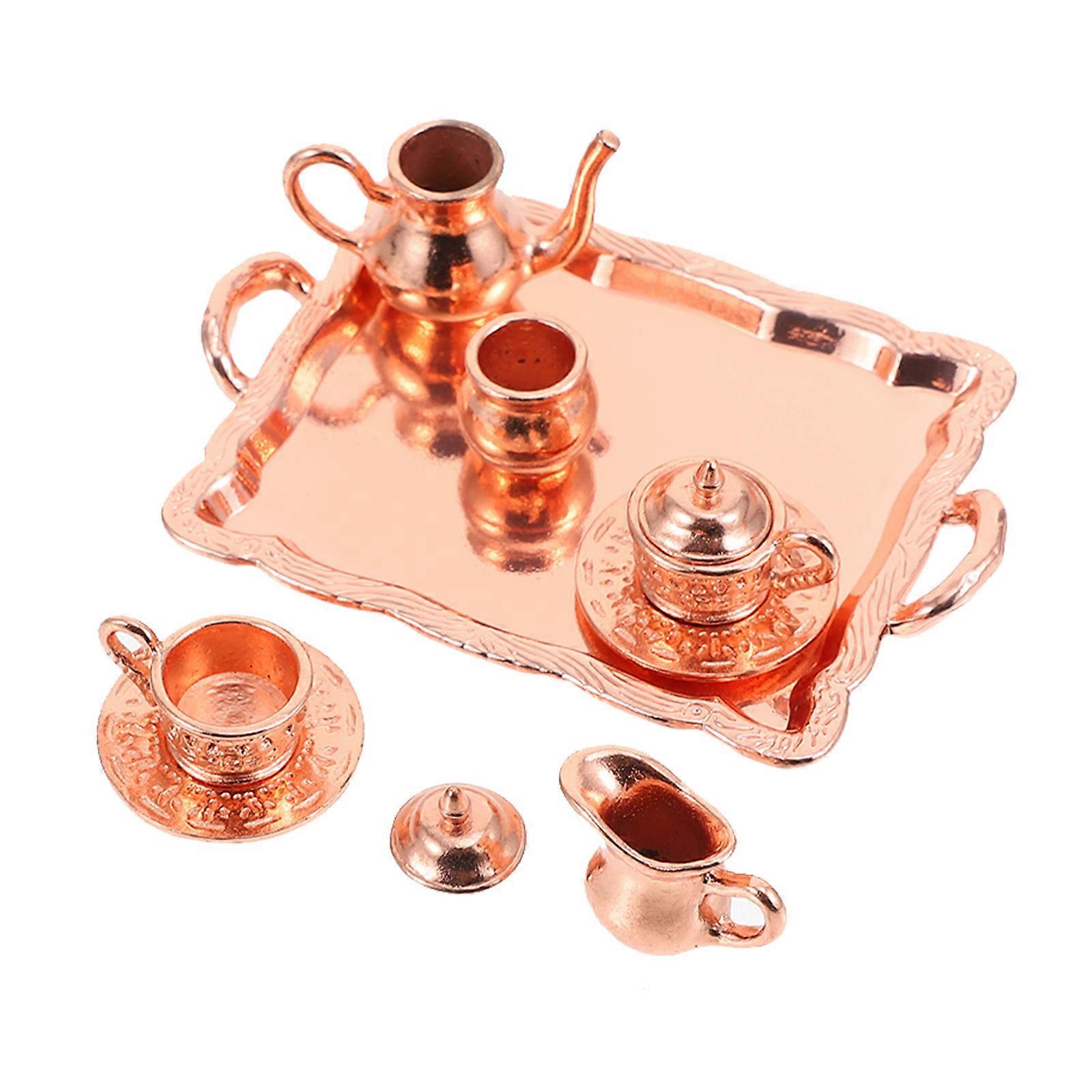 Mini Alloy Tea Kettle for Decoration 1Set Mini House